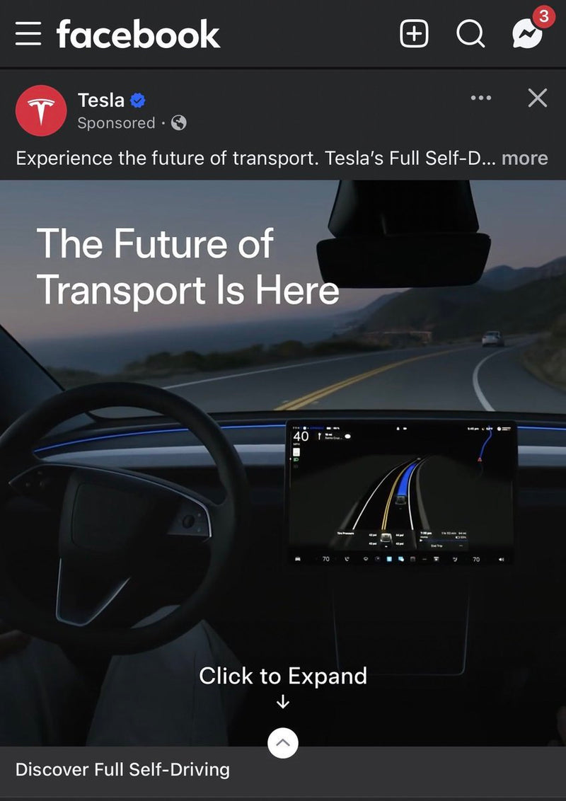 Tesla Runs Paid Facebook Ads for FSD (Supervised)