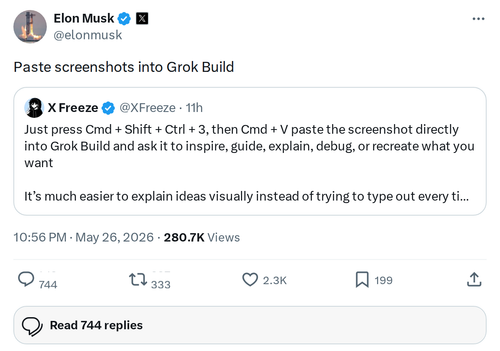 Grok Build Can Now Accept Pasted Screenshots