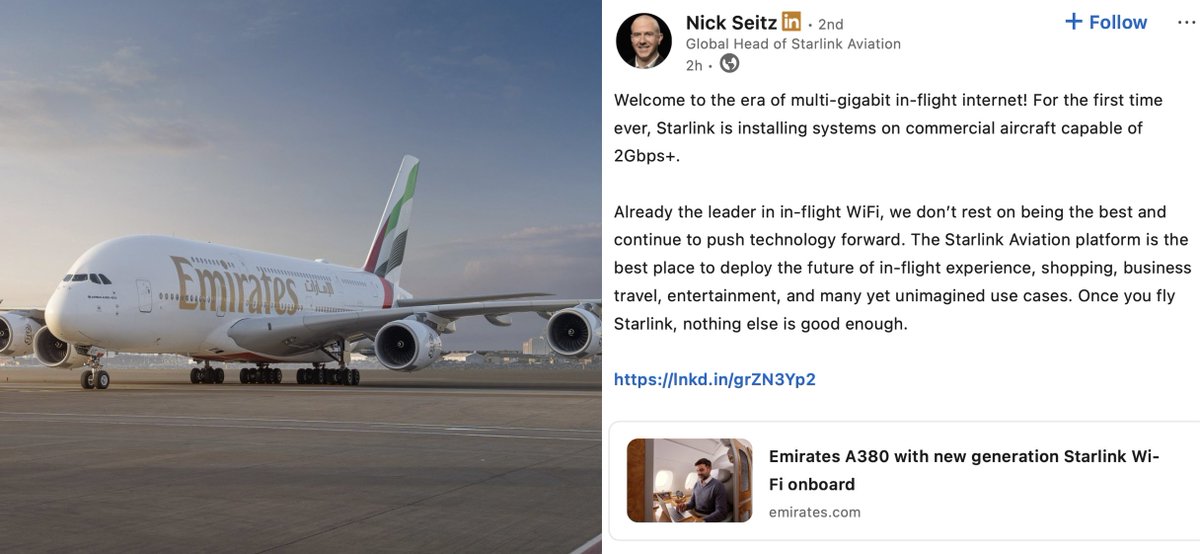 Starlink Aviation Hits 2Gbps+ on Commercial Aircraft