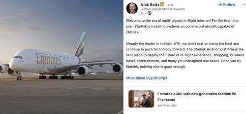 Starlink Aviation Hits 2Gbps+ on Commercial Aircraft