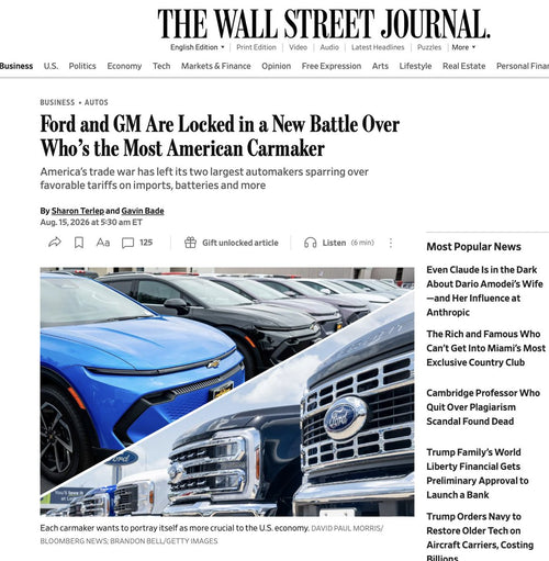 Tesla Model 3 and Model Y Top the 2026 American-Made Index