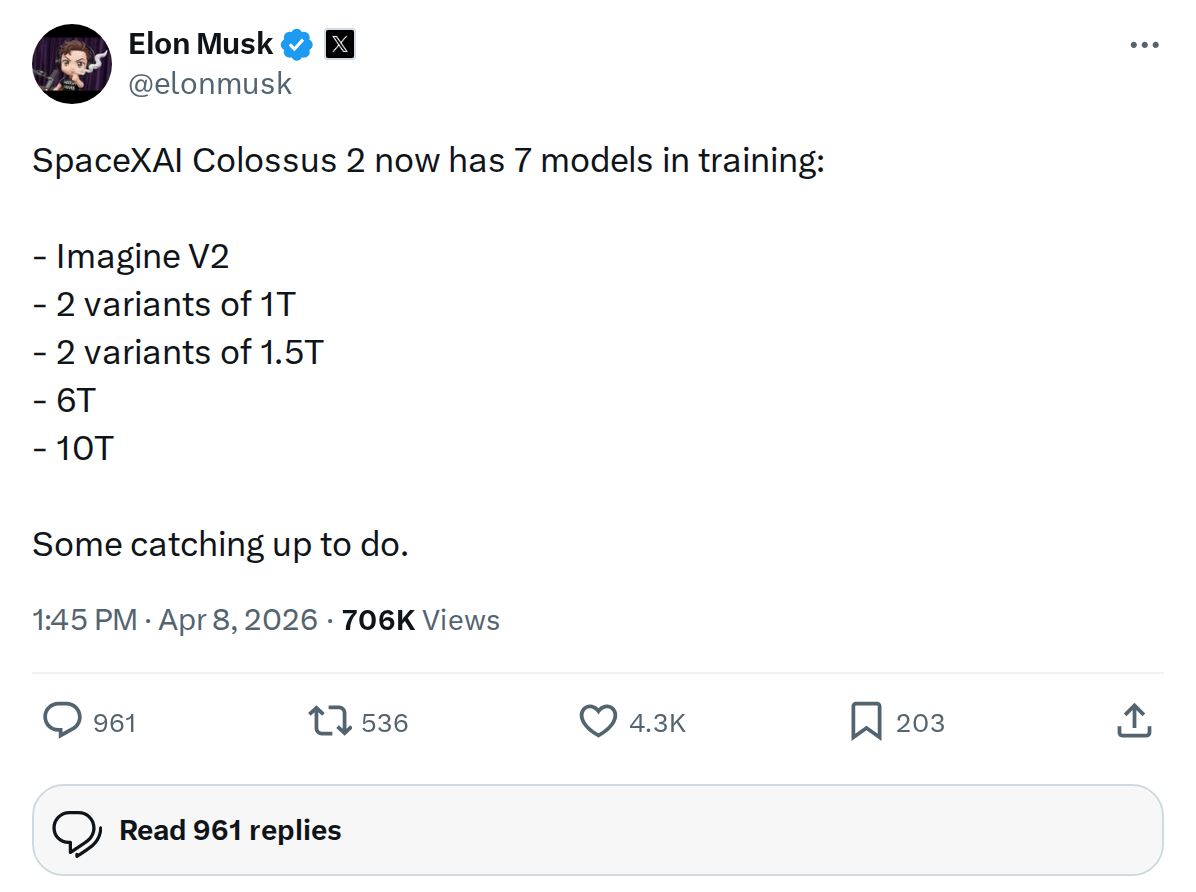 SpaceXAI Colossus 2 Is Training 7 AI Models at Once