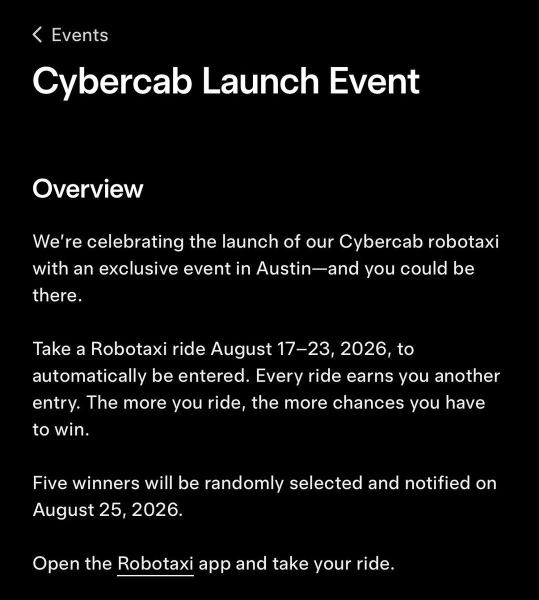 Cybercab Launch Event Sweepstakes: 5 Details That Matter