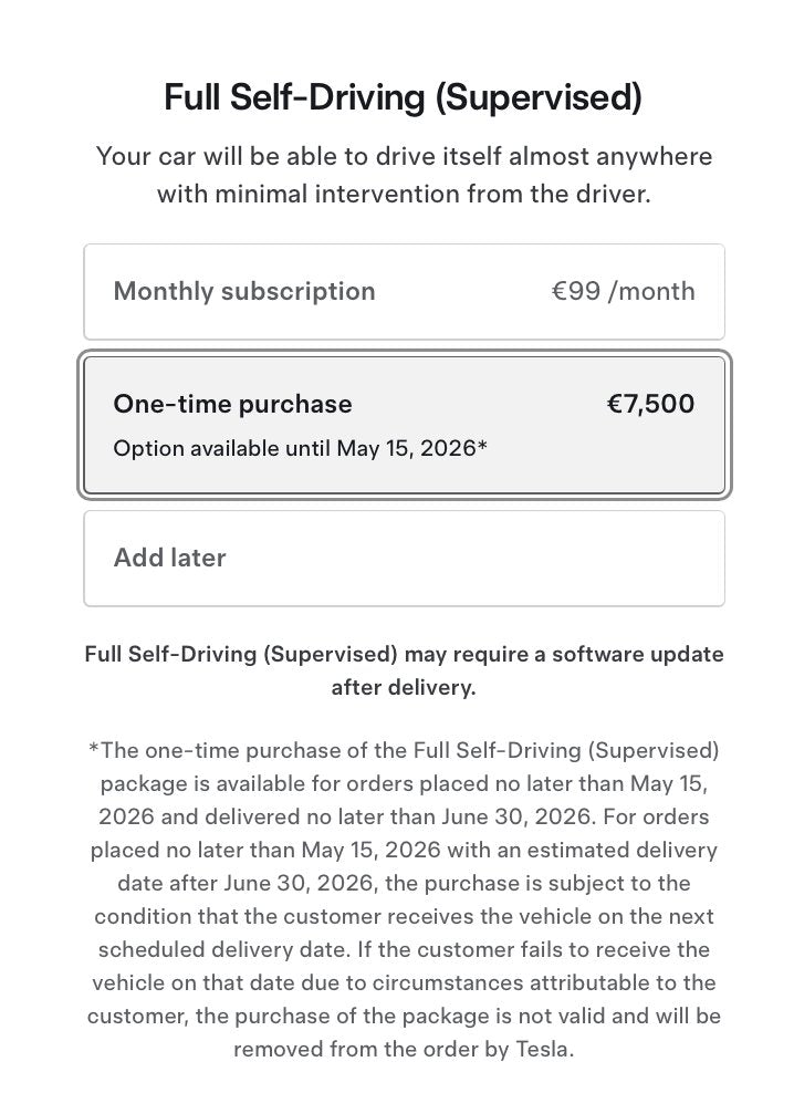 Tesla Ending One-Time FSD Purchase in Netherlands on May 15