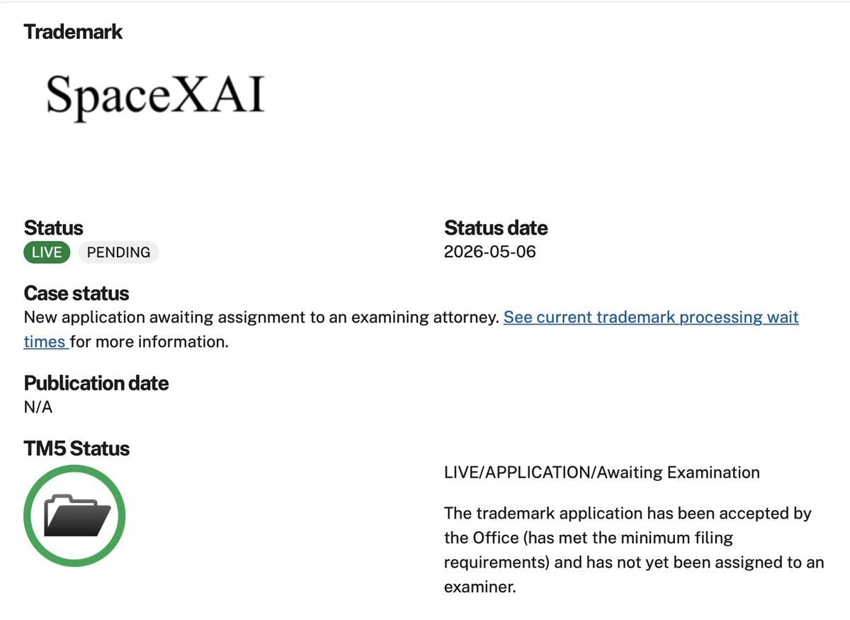 SpaceX Files 'SpaceXAI' Trademark for Orbital Computing