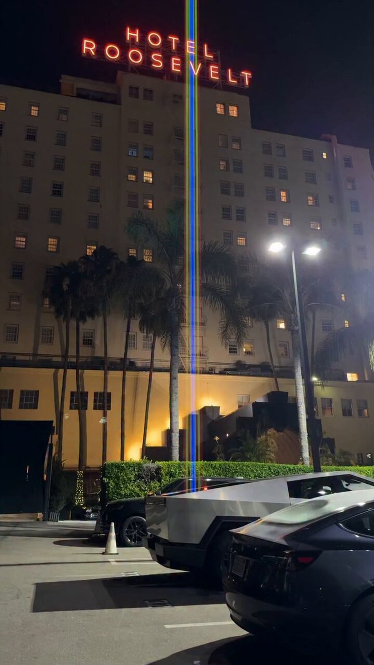 Cybertruck Powers 11-Mile Entertainment Laser From Bed Outlets