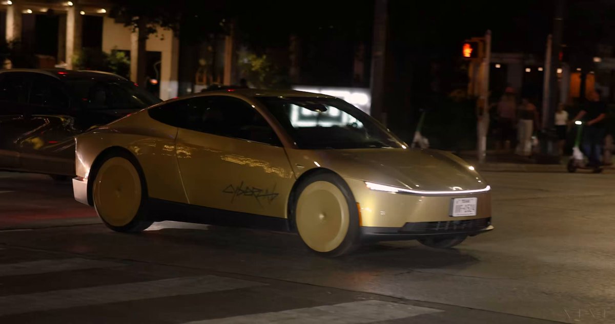 Tesla Cybercab Spotted Driving Unsupervised at Night in Austin