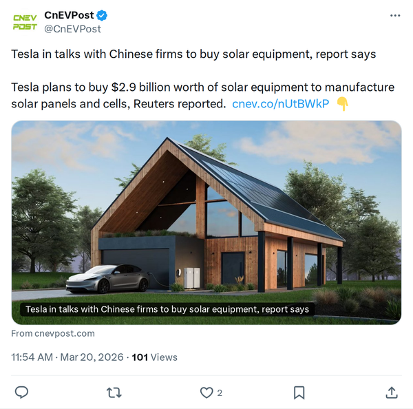 Tesla in Talks to Buy $2.9B in Chinese Solar Equipment