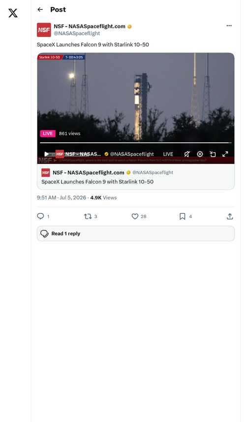 SpaceX Launches Starlink 10-50: 29 Satellites, Bonus Payload
