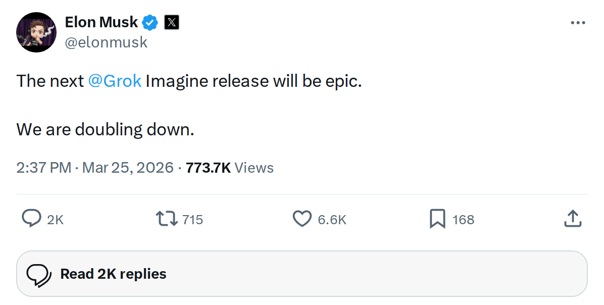 Elon: Next Grok Imagine Release Will Be 'Epic' — What to Expect