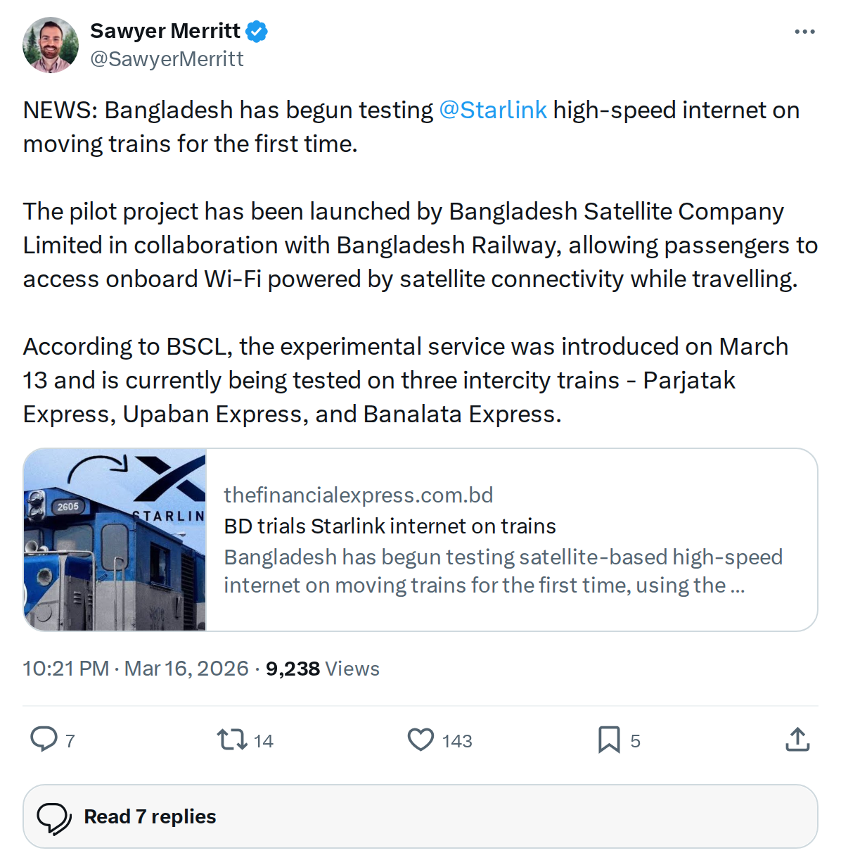 Starlink Goes Live on Bangladesh Trains: Speeds, Routes & What's Next