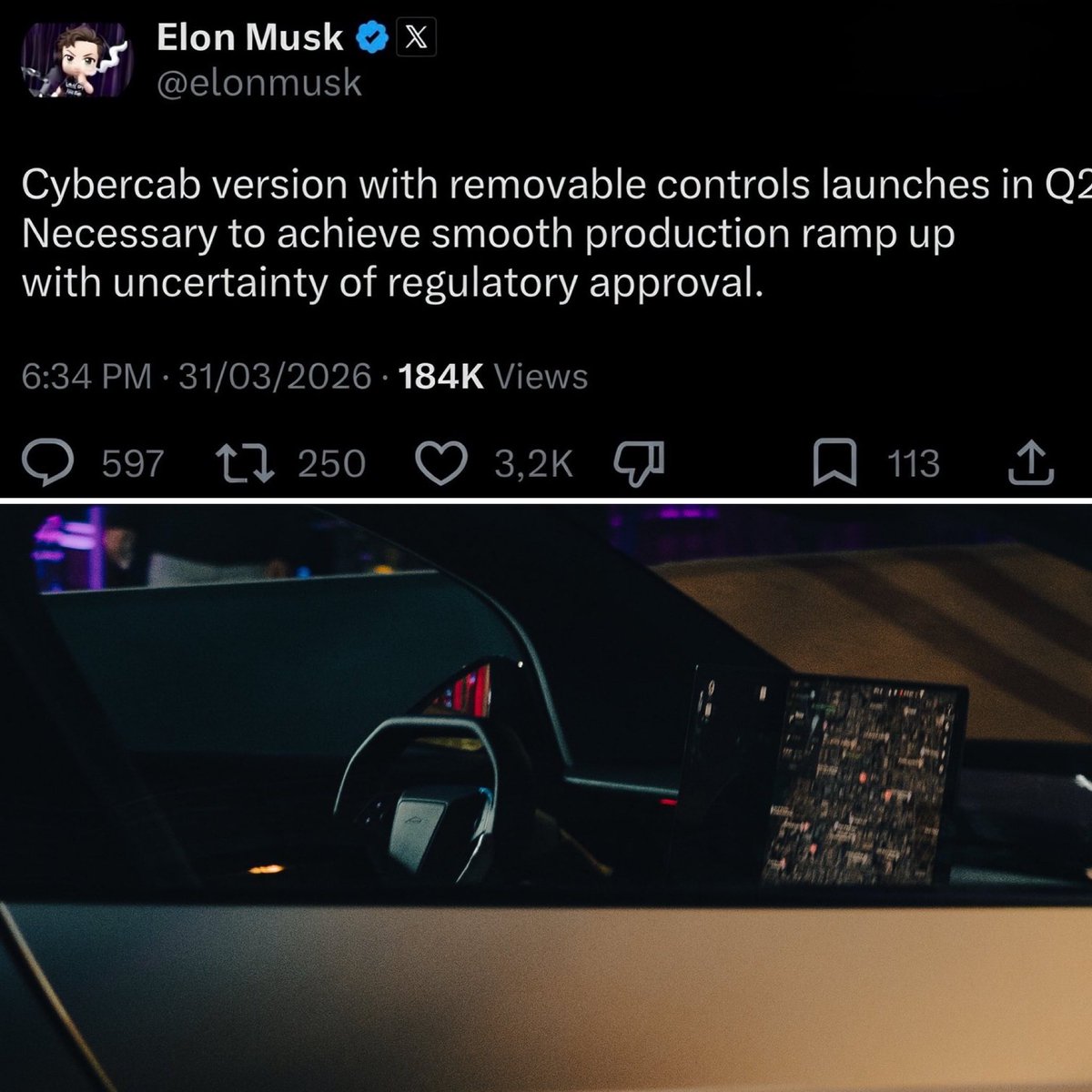 Tesla Cybercab with Steering Wheel Launching Q2: What We Know