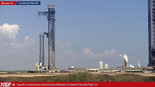 Starship Booster 21 Fires All 33 Engines Ahead of Flight 14