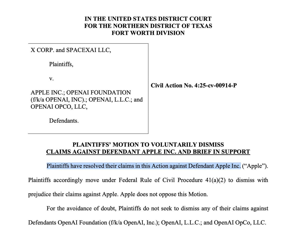 xAI and X Corp Drop Apple From Antitrust Lawsuit