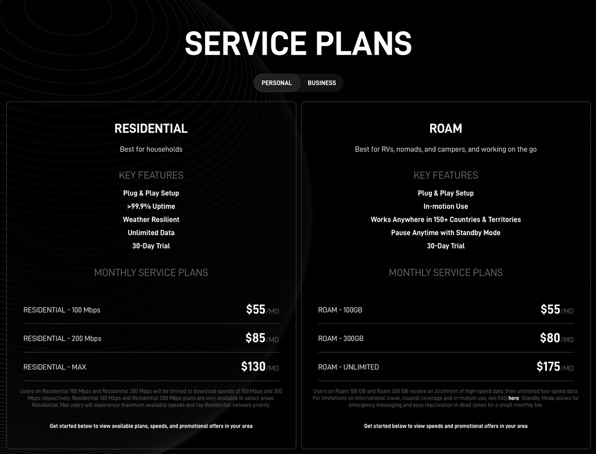 Starlink Raises US Residential & Roam Plan Prices