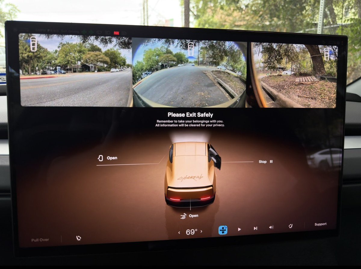Tesla Adding On-Demand Camera Views to Cybercab Rides
