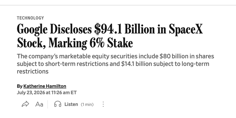 Google's $94B SpaceX Stake: 5 Details That Matter