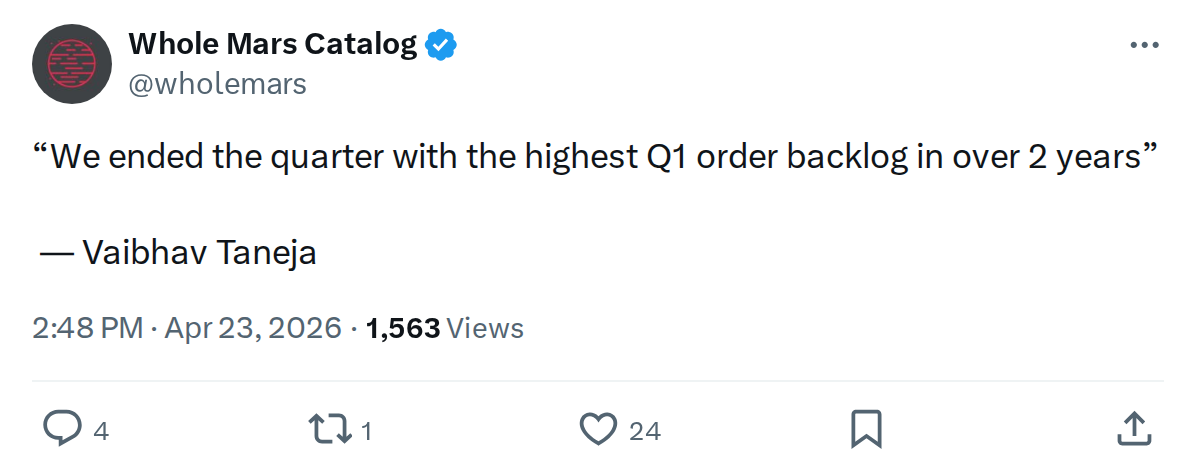 Tesla Q1 2026: Record Order Backlog and $25B CapEx Plan