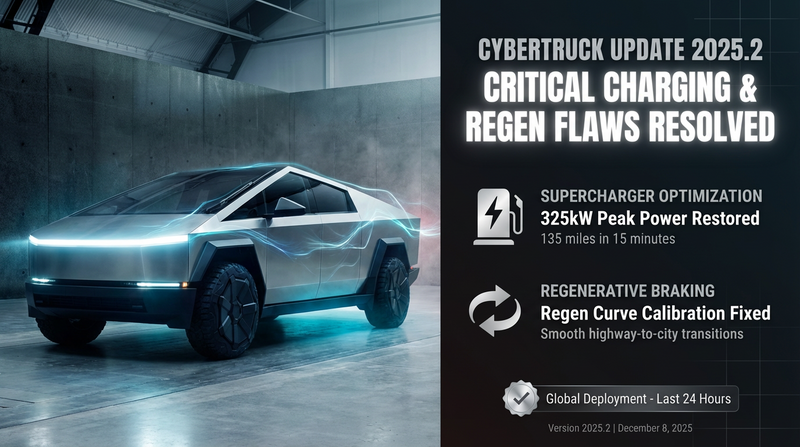 Cybertruck Update 2025.2 Quietly Resolves Critical Charging and Regen Flaws