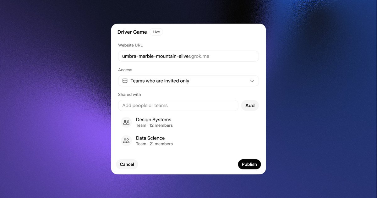 Grok Adds App Sharing and Access Controls for Builders