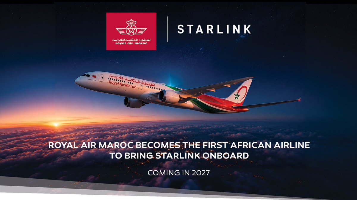 Starlink Partners With Royal Air Maroc, Africa's First LEO In-Flight Wi-Fi