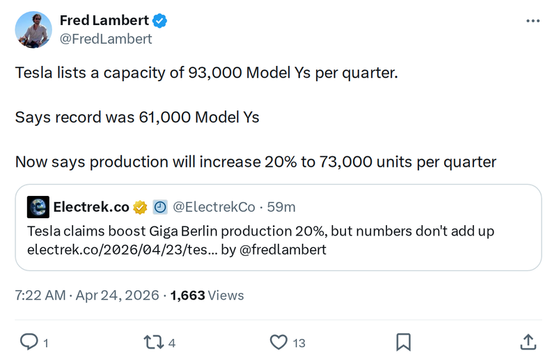 Giga Berlin Targets 73,000 Model Ys Per Quarter in 20% Output Push