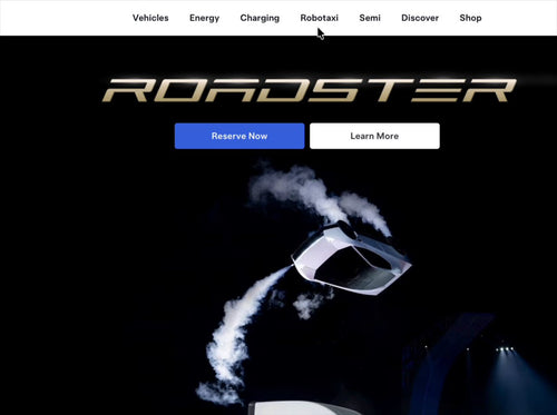 Tesla Reshapes Its Website Around Robotaxi, Semi, and Roadster