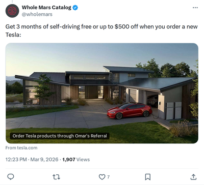 Tesla Offers 3 Months Free FSD or $500 Off New Orders