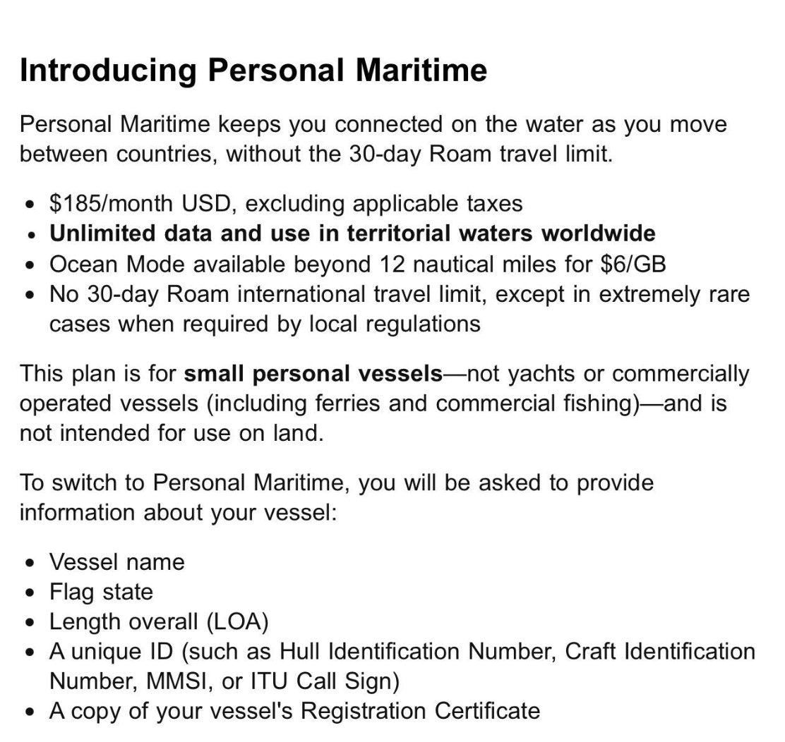 Starlink Personal Maritime Plan: $185/Mo for Small Boat Owners