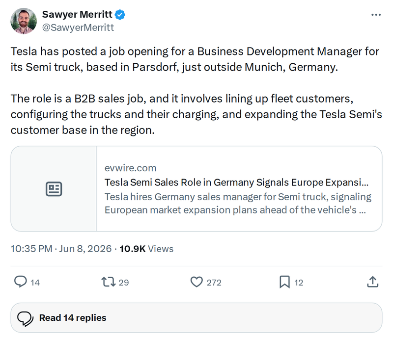 Tesla Semi Eyes Europe: New Germany Role Targets 2027 Launch