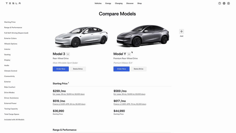 Testa Different Models Tesla Launches Model Comparison Tool: Compare Every Car Side by Side