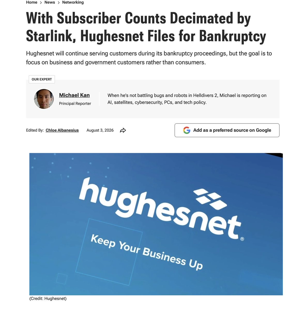 Starlink Drives Hughesnet to Bankruptcy: What the Numbers Show