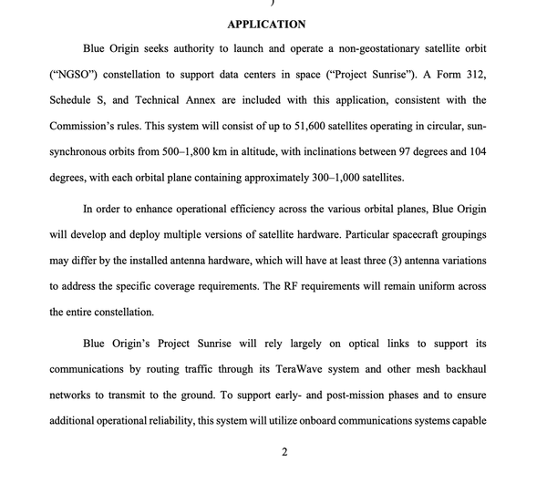 Blue Origin Files 51,600 AI Satellite Plan as Space War Heats Up