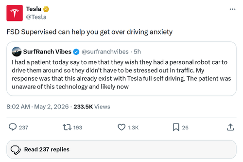 Tesla Says FSD Supervised Can Help With Driving Anxiety