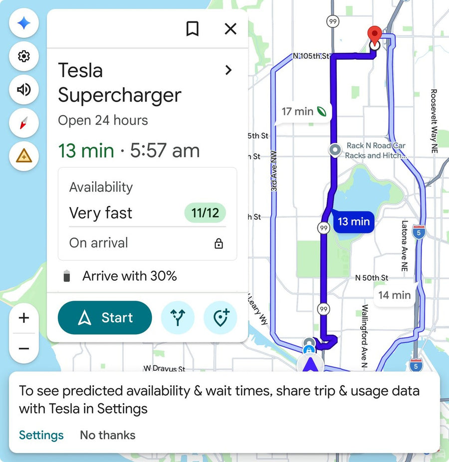 Tesla Supercharger Forecasted Availability Now Live in Google Maps