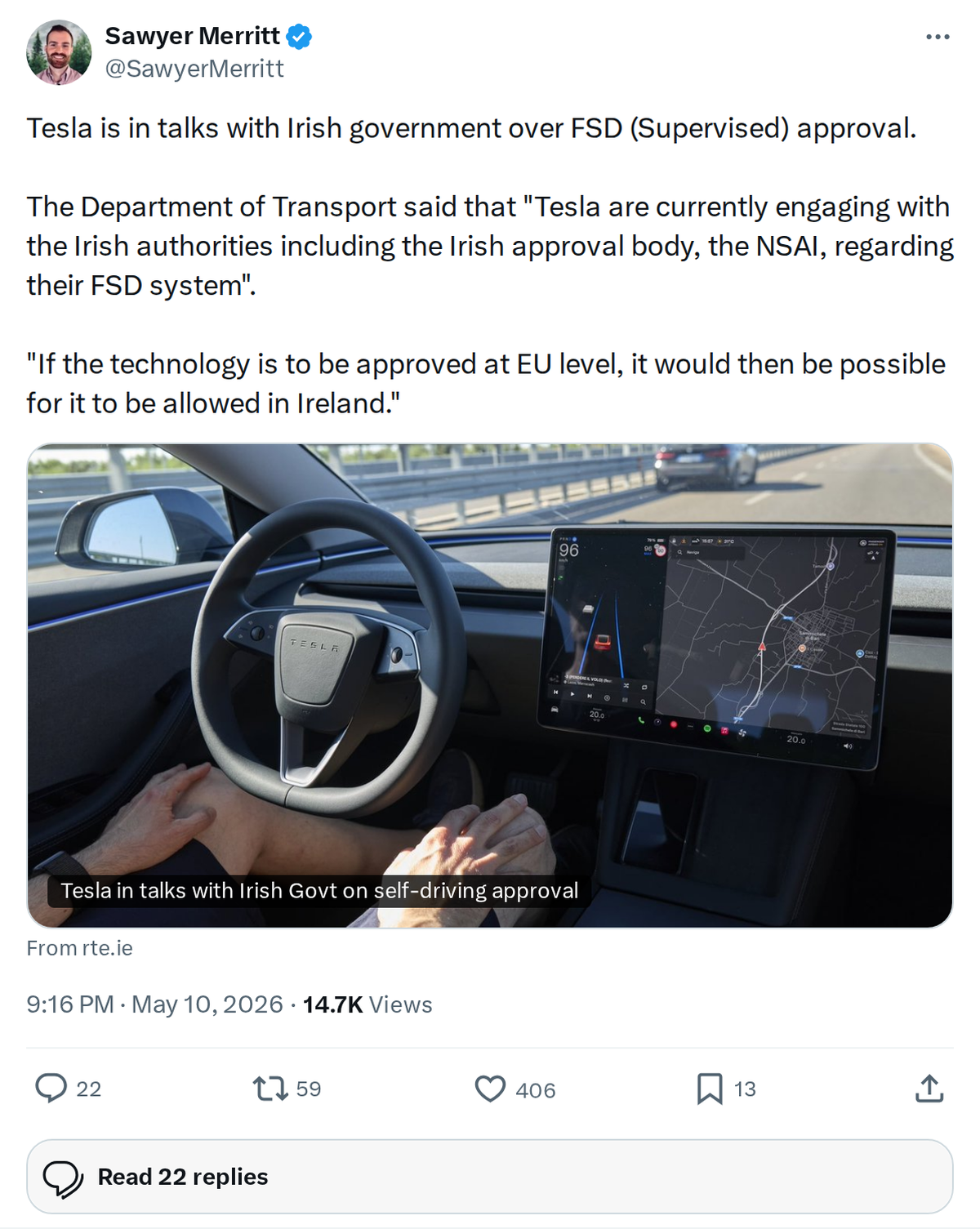 Tesla in Talks with Ireland for FSD Supervised Approval