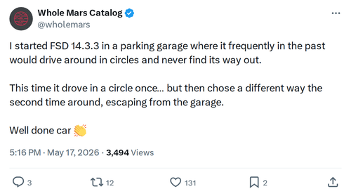 FSD 14.3.3 Cracks the Parking Garage Problem