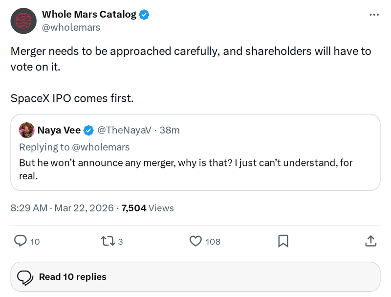 Tesla-SpaceX Merger Talk: SpaceX IPO Comes First