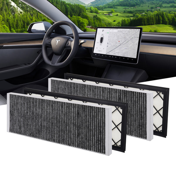 BASENOR Tesla Model Y Cabin Air Filter HEPA Air Intake Filter Replacement with Activated Carbon for 2020-2023 Model Y Accessories (Set of 4)