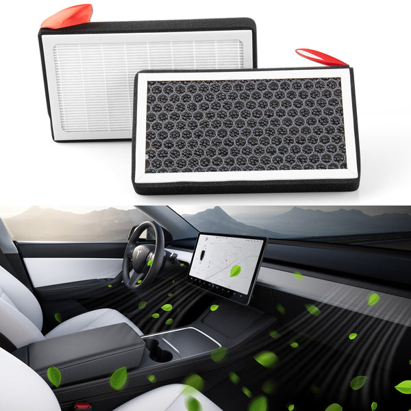 BASENOR Tesla Model 3 Model Y Cabin Air Filter HEPA Replacement Filter  Activated Carbon Tesla Accessories Set of 2 for 2016-2024 Model Y Model 3