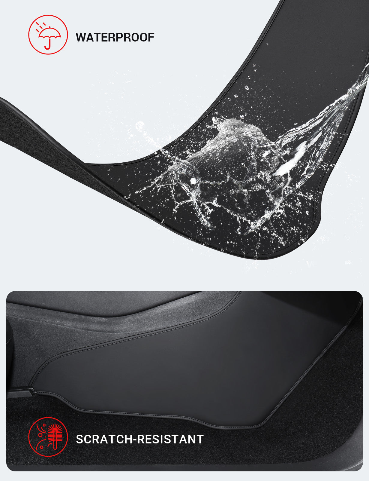 2017-2023 Tesla Model 3 Anti-Kick Mats - Waterproof Leather 2PCS - Image 5