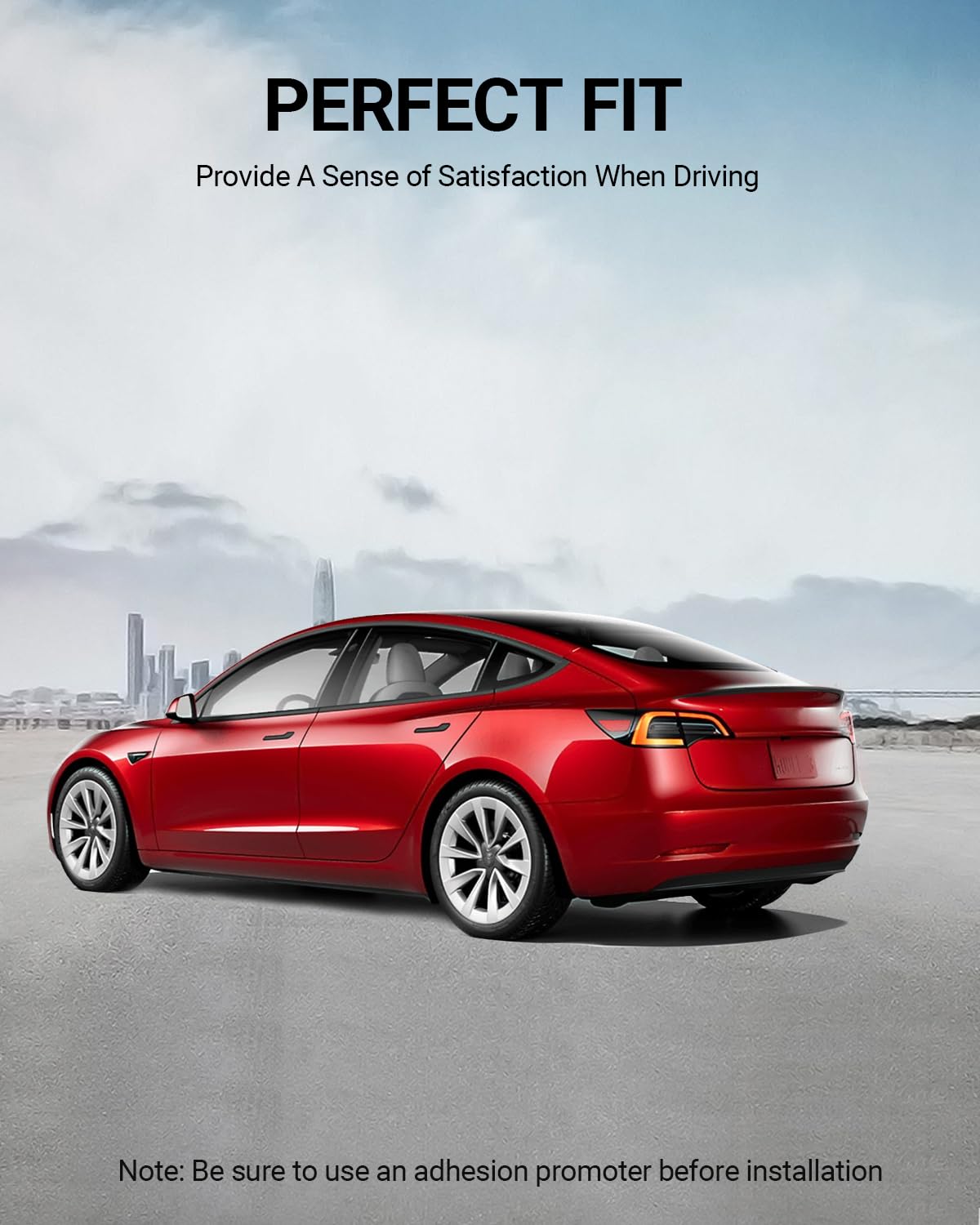 2017-2023 Tesla Model 3 Performance Rear Spoiler - Gen 2 ABS No Drilling Matte Black - Image 6