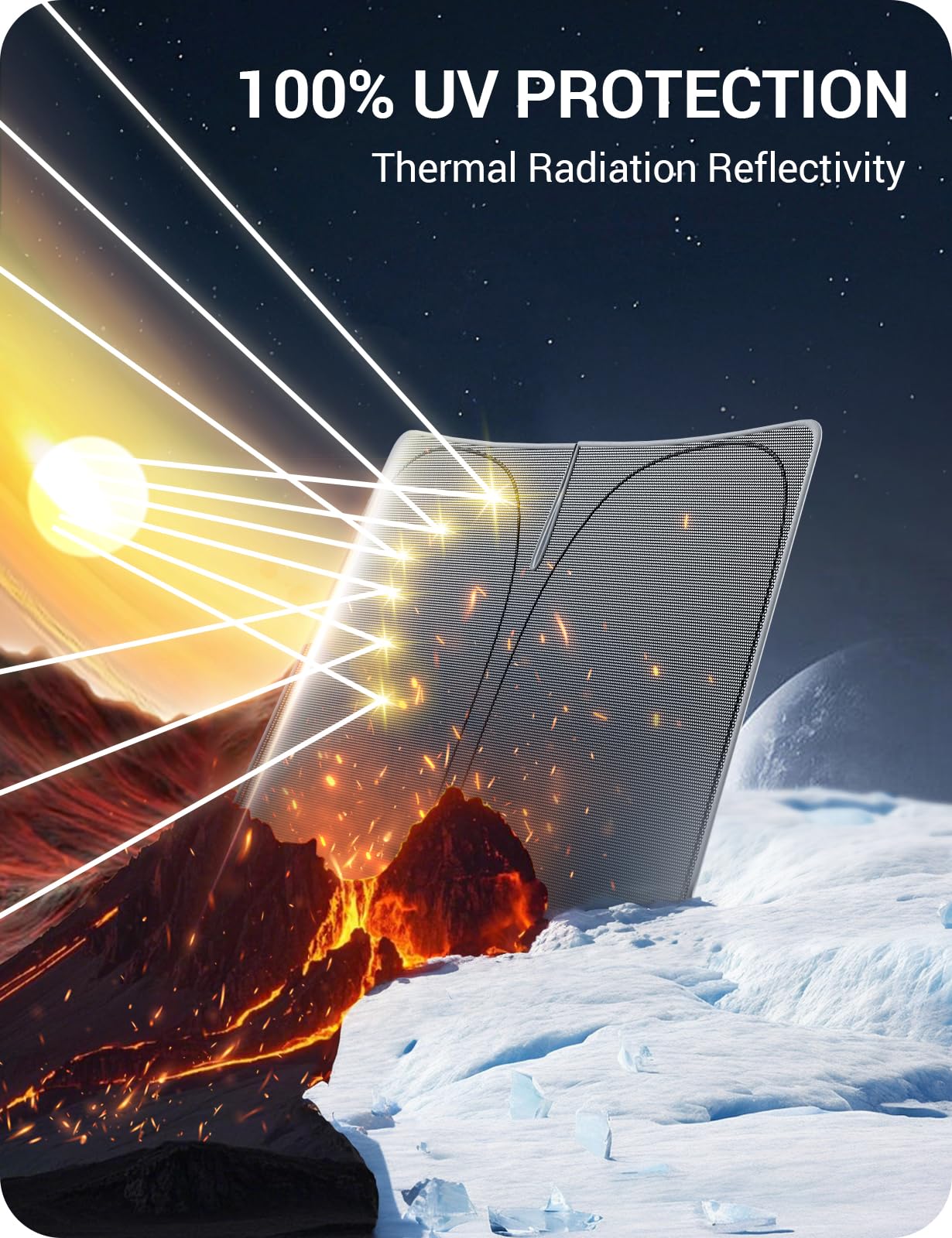 2017-2026 Tesla Model 3 & Model Y Windshield Sunshade - Nano Ice Crystal Black Nylon - Image 7