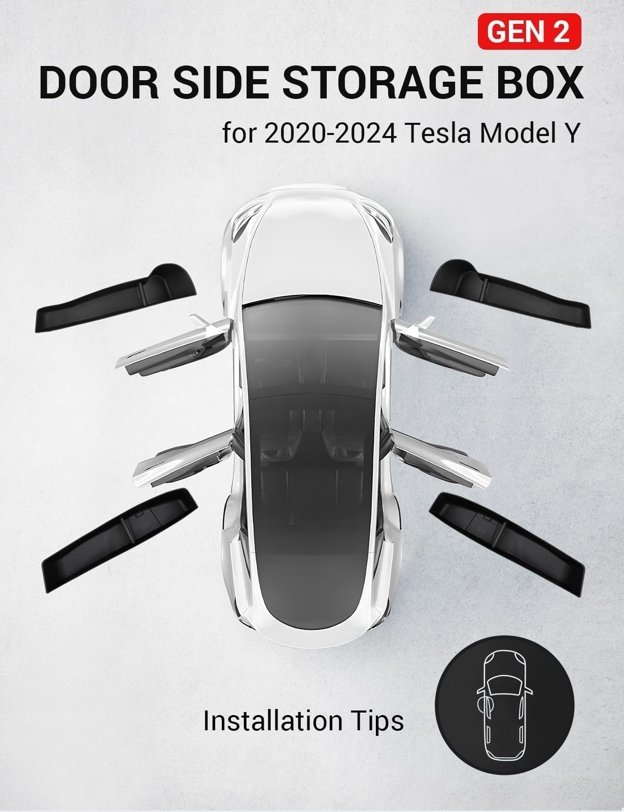 2020-2024 Tesla Model Y Door Side Storage Box - TPE Waterproof 4PCS - Image 9