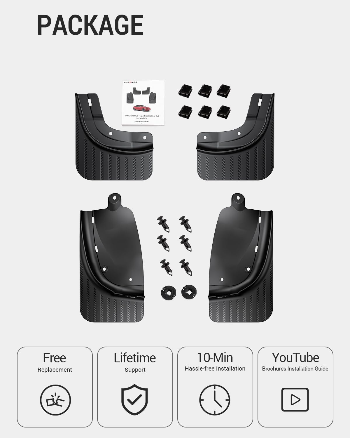 2020-2024 Tesla Model Y Mud Flaps - No Drilling Paint Protection - Image 2