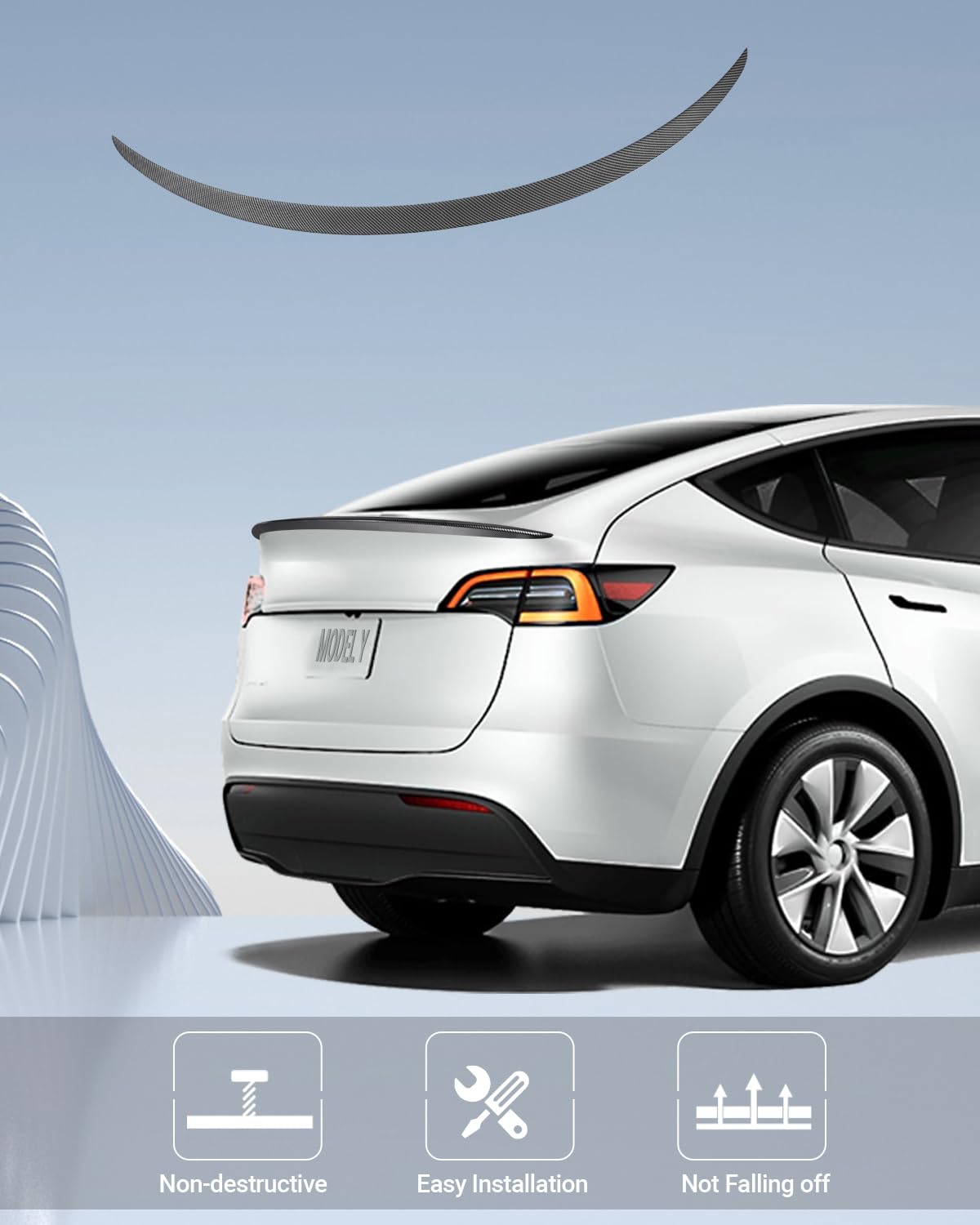 2020-2024 Tesla Model Y Rear Spoiler Wing - OEM ABS Carbon Fiber - Image 7