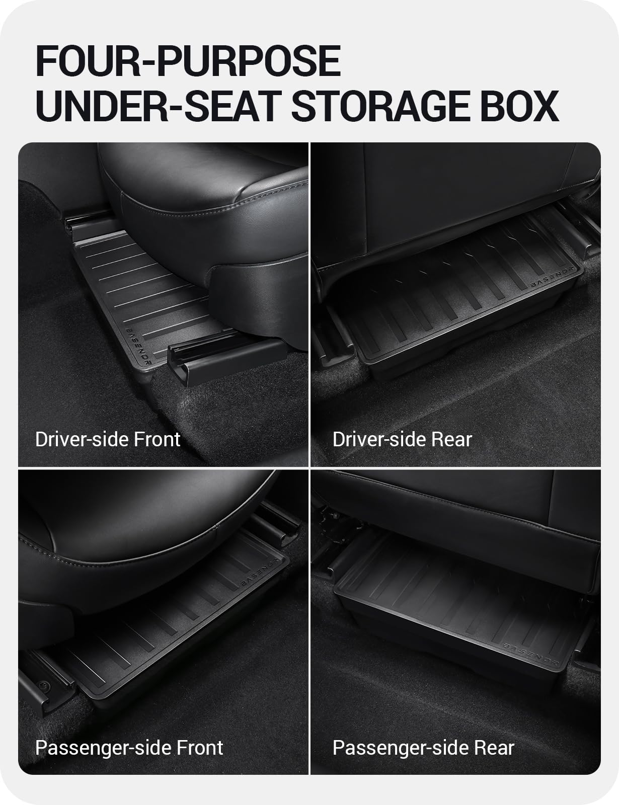 2020-2024 Tesla Model Y Under Seat Storage Box - Waterproof Hidden 2PCS - Image 4