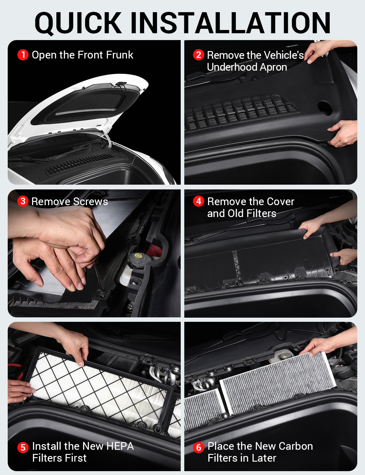 2020-2026 Tesla Model Y HEPA Cabin Air Filter - Activated Carbon 4PCS - Image 7