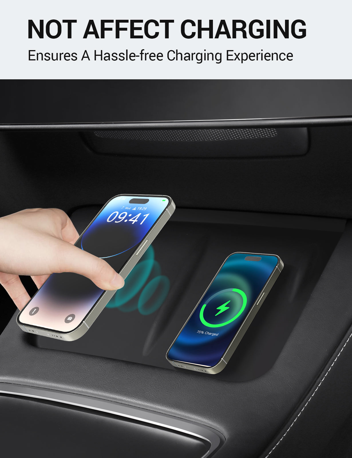 2021-2023 Tesla Model 3 & 2021-2024 Model Y Wireless Charger Mat - Silicone Anti-Slip - Image 4