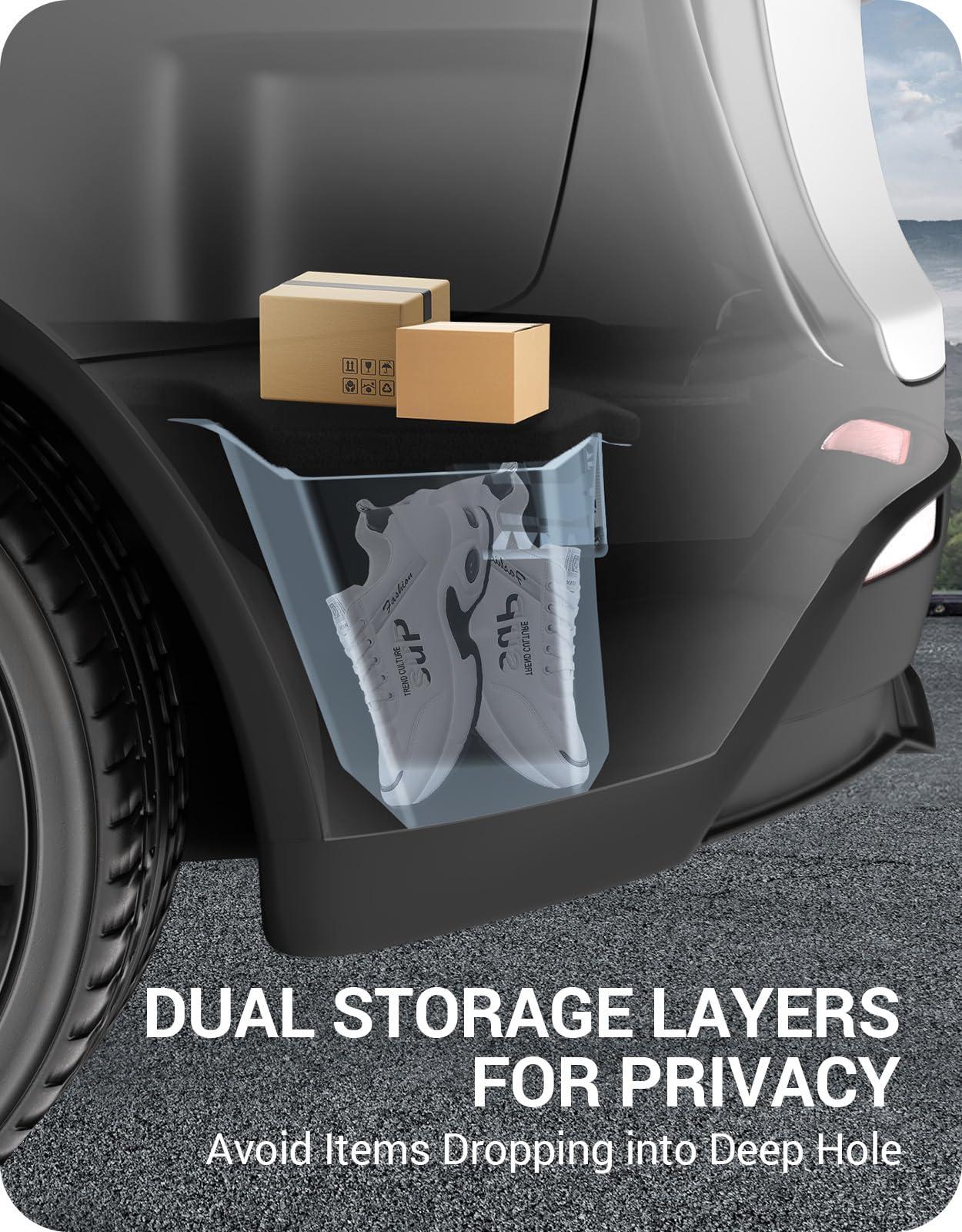 2021-2025 Tesla Model Y 7-Seat Trunk Storage Bins - Carpeted Lid - Image 6